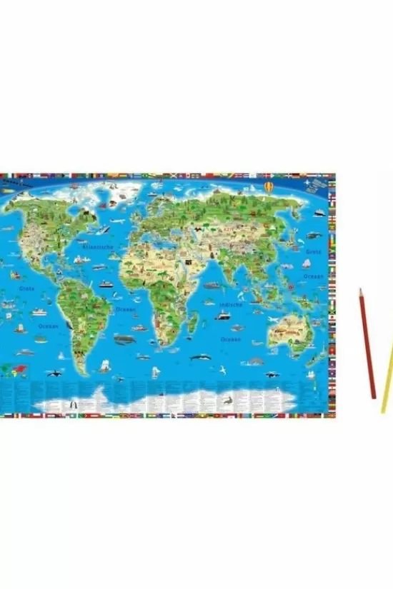 Flash Sale Onderlegger Geillustreerde Wereldkaart K&S Druckbunt Overige