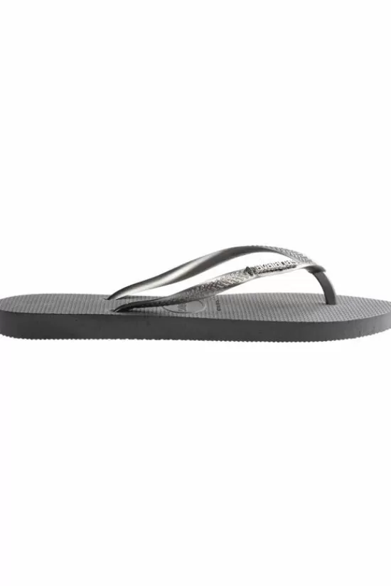 Outlet Slim Logo Metallic Slippers